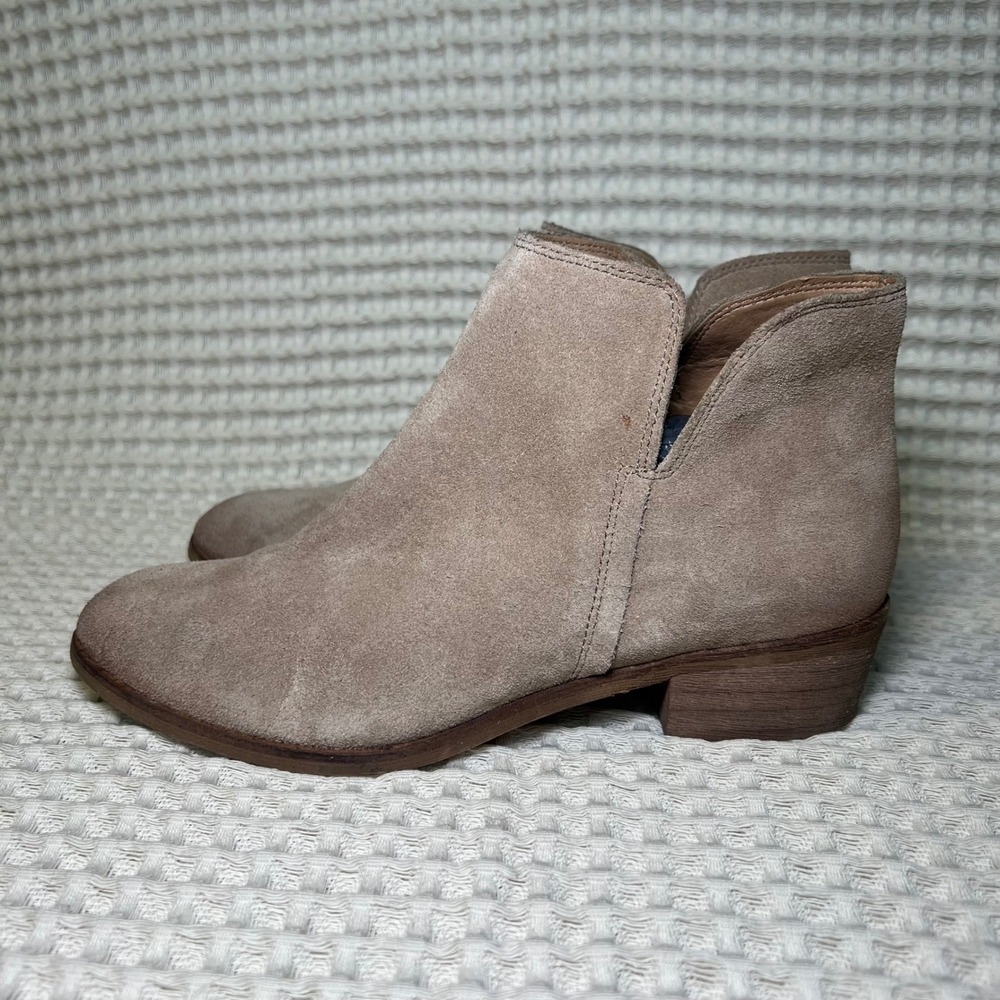 Splendid Women's Suede Ankle Boots Taupe Side Zip Block Heel Size 6.5M - Picture 3 of 7